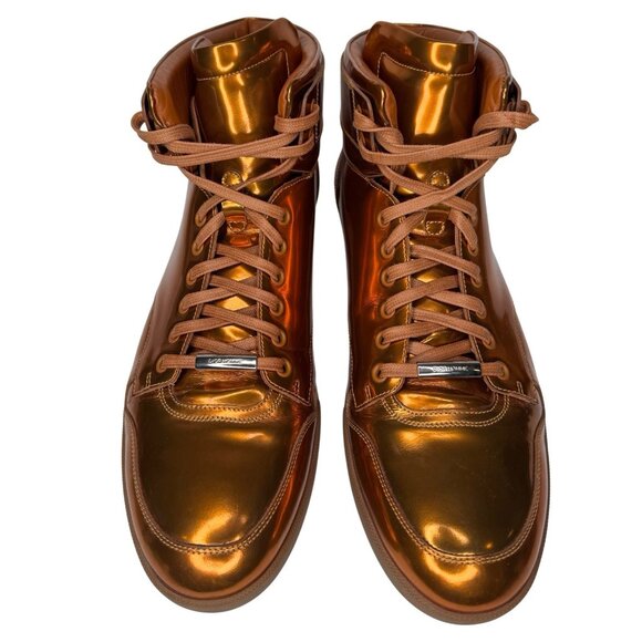 Dior Size Eu 45 Us 12 Metallic Cooper Liquid Gold High Top Sneaker Mens Shoes - Picture 1 of 11